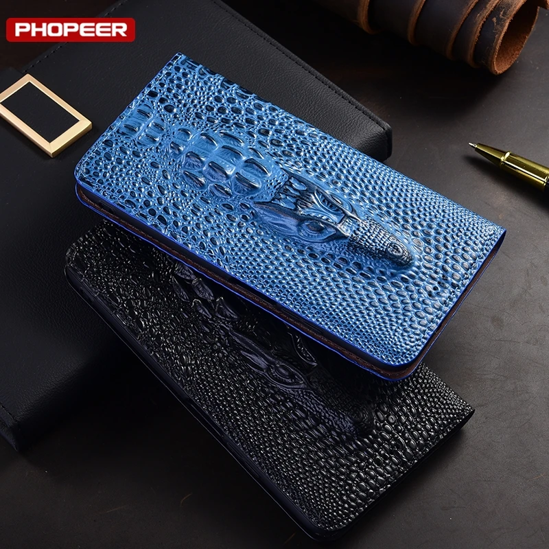 Premium Genuine Leather Flip Wallet Phone Cover with Magnetic Closure and Card Slot