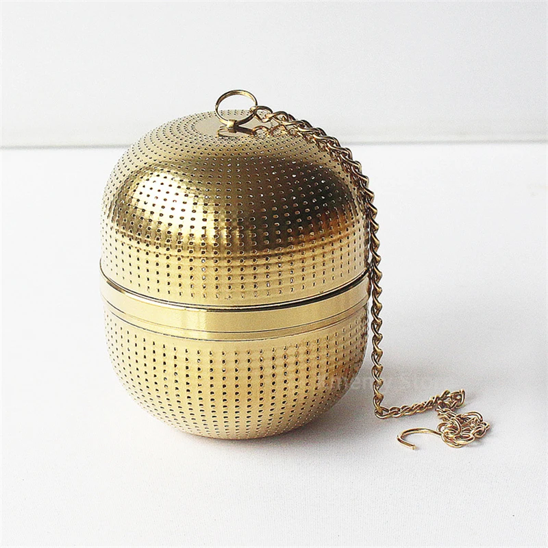 Gold Tea Infuser Fine Mesh Filter Ball Cylindrical 304 Stainless Steel Threaded Connection Teapot Strainer Spice Herbal Kitchen tea infuser tea strainer tea filter