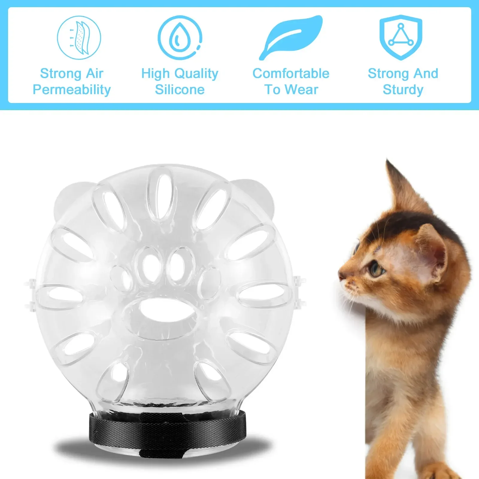 Muso Per Gatto Trasparente - Casco Antileccamento E Antimorso Con Fori Traspiranti - Foto 3