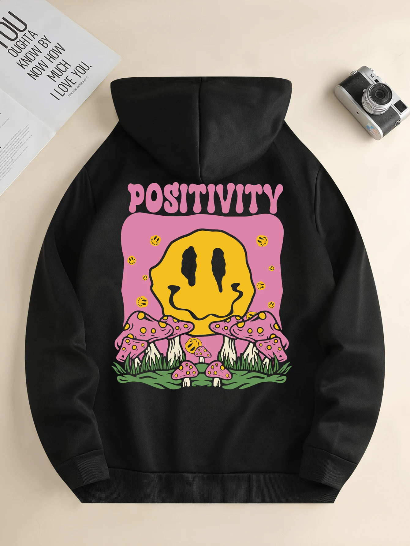 Men's new fashion hoodie, casual daily drawstring hooded