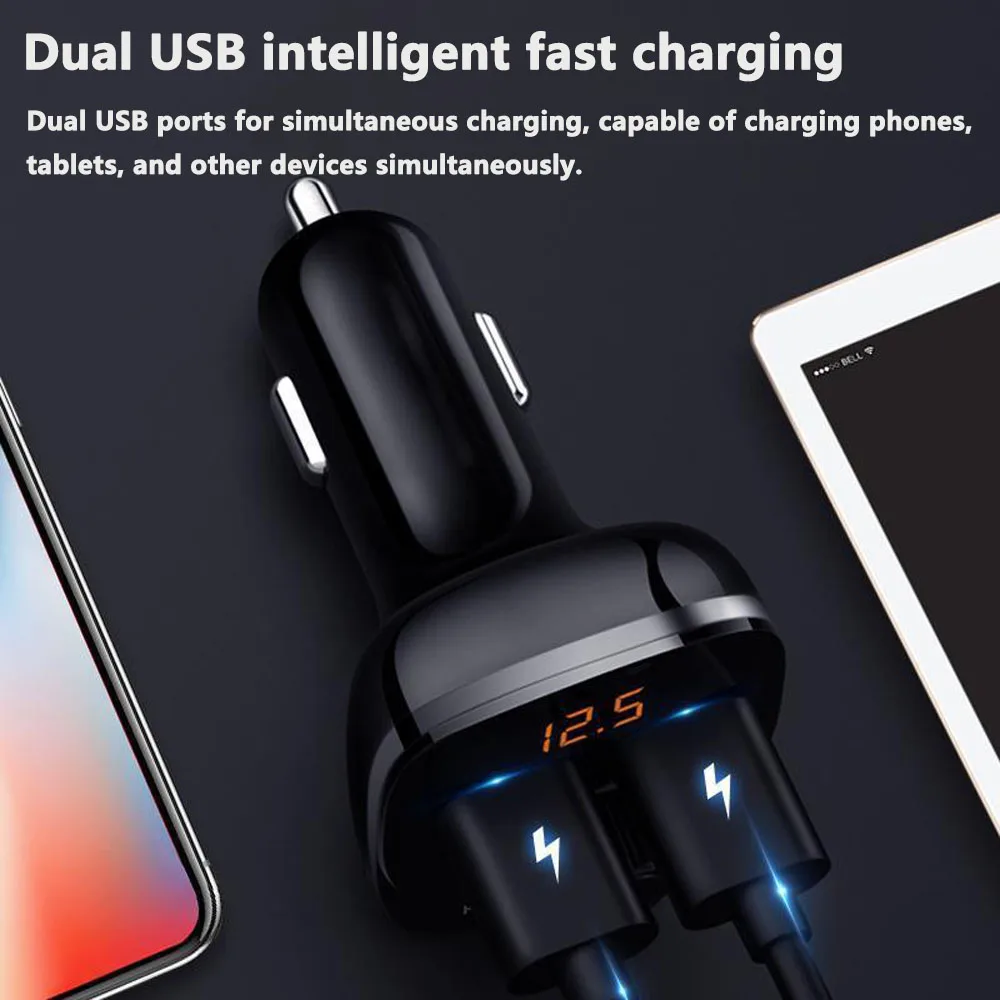 Car Bluetooth Mp3 Player Dual Usb Fast Charger Fm Transmitter