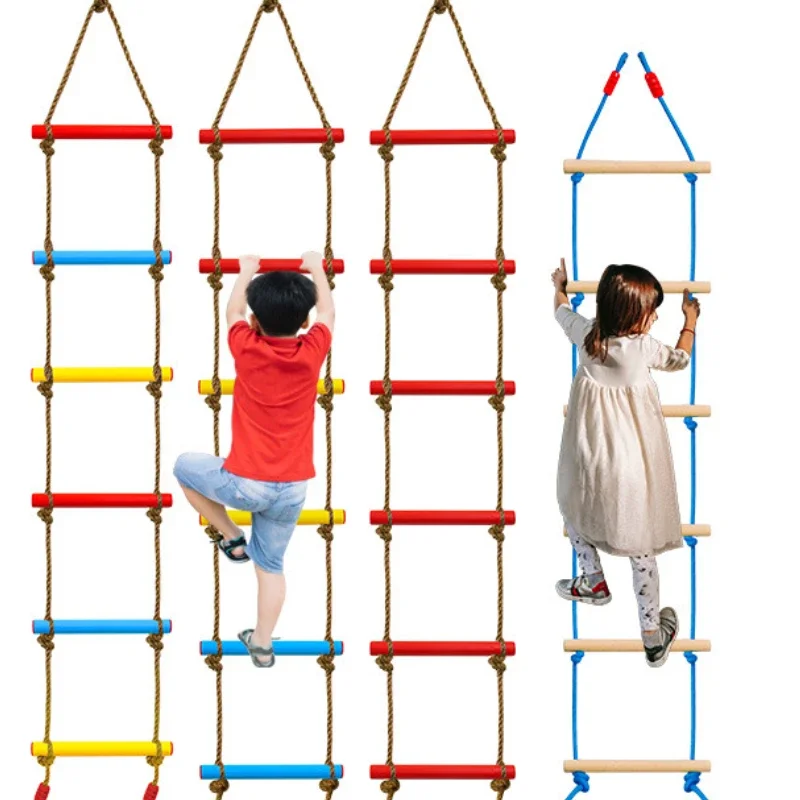 Children's Climbing Ladder Indoor and Outdoor Toys Plastic Wooden Soft Ladder Exercise Balance Strong and Durable 2
