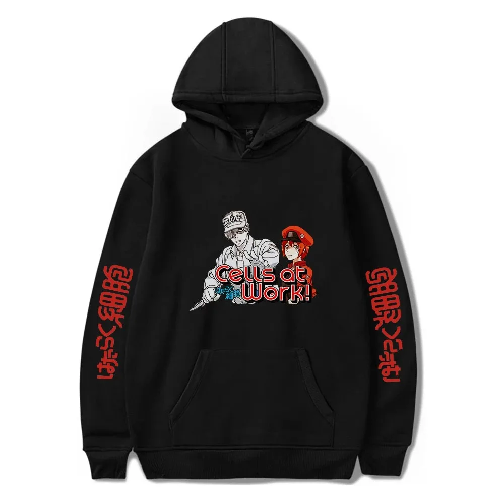 Homens e Mulheres Temporada 2 Células no Trabalho Hoodies, Moletom, Pulôver Casual, Streetwear Agasalho, Pullovers Kawaii,