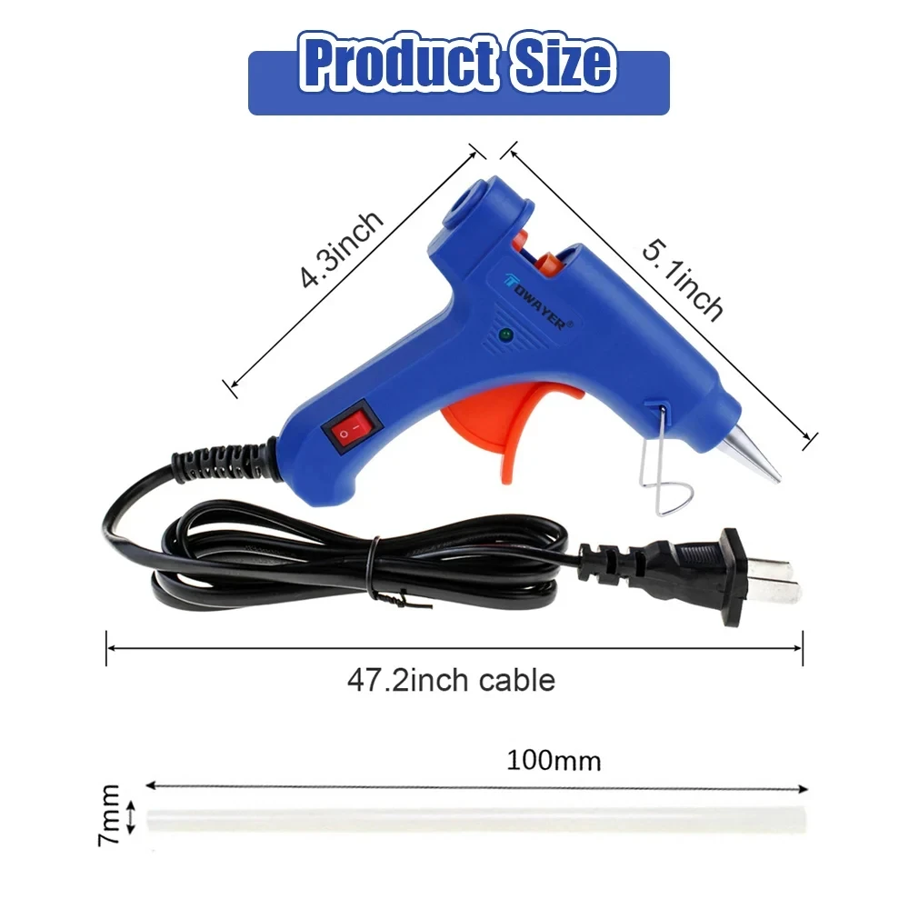 20W Hot Melt Glue Gun Industrial Mini Guns Thermo Electric Mini Heat Temperature Thermo Electric Repair Tool with Glue Sticks 6