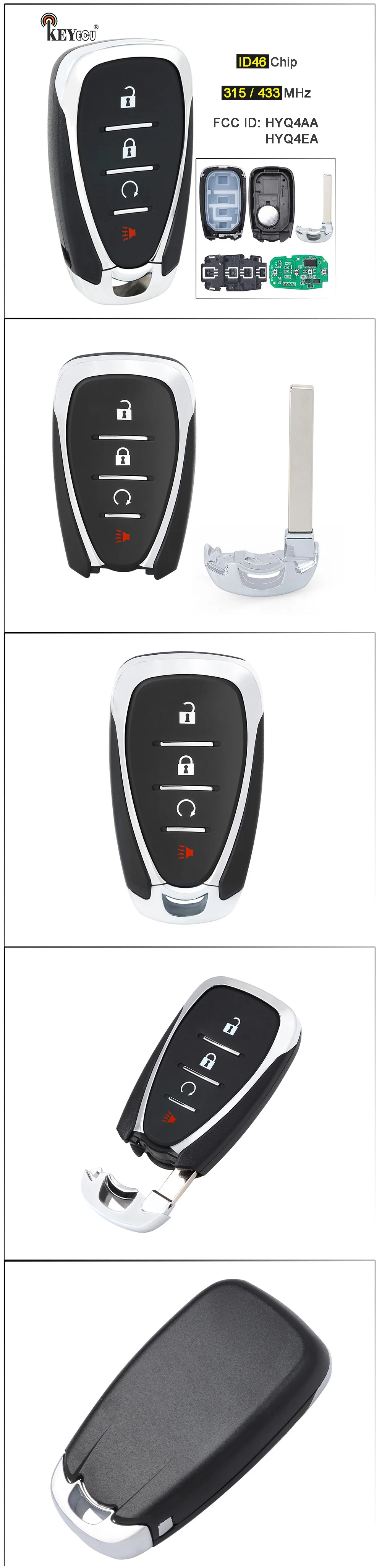 Keyforkess 315MHz /433MHz ID46 HYQ4AA HYQ4EA Smart Remote Key Fob per Chevrolet Sonic Equinox Bolt Trax Volt Blazer Cruze Traverse - Sd8f73996fa5a498abac3247806416afer
