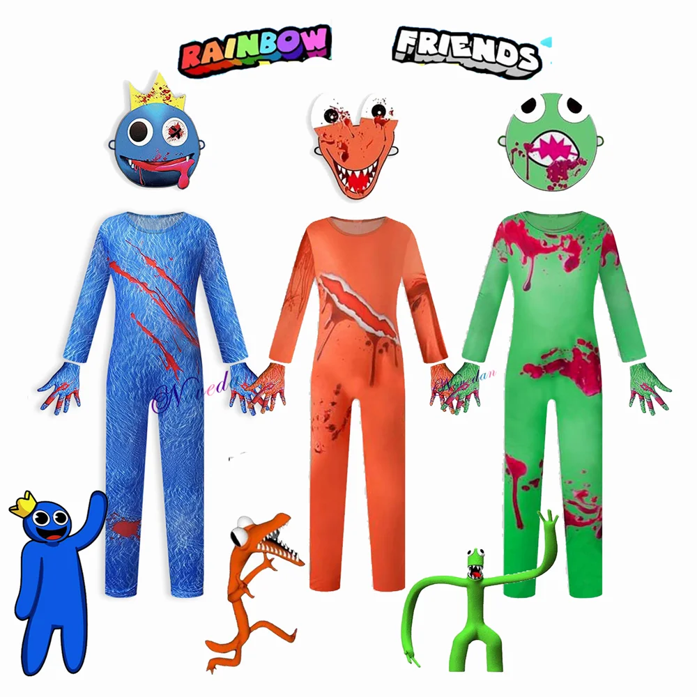 One-piece Rainbow Friends Costume For Kids Adults Blue Monster