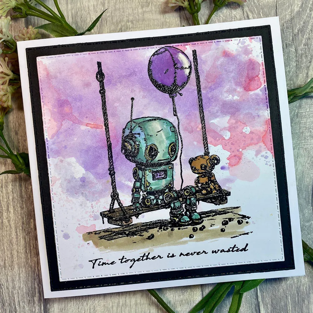 Time Together Robot Series Clear Stamp for DIY Scrapbooking Paper Craft Card Making clear stamps clear rubber stamps