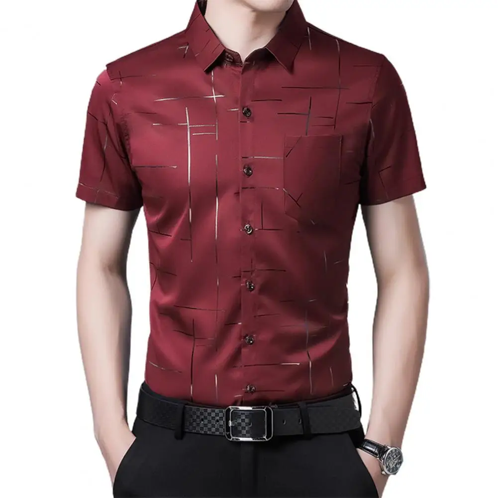 Polyester Fashion Foil Print Shirt Men 