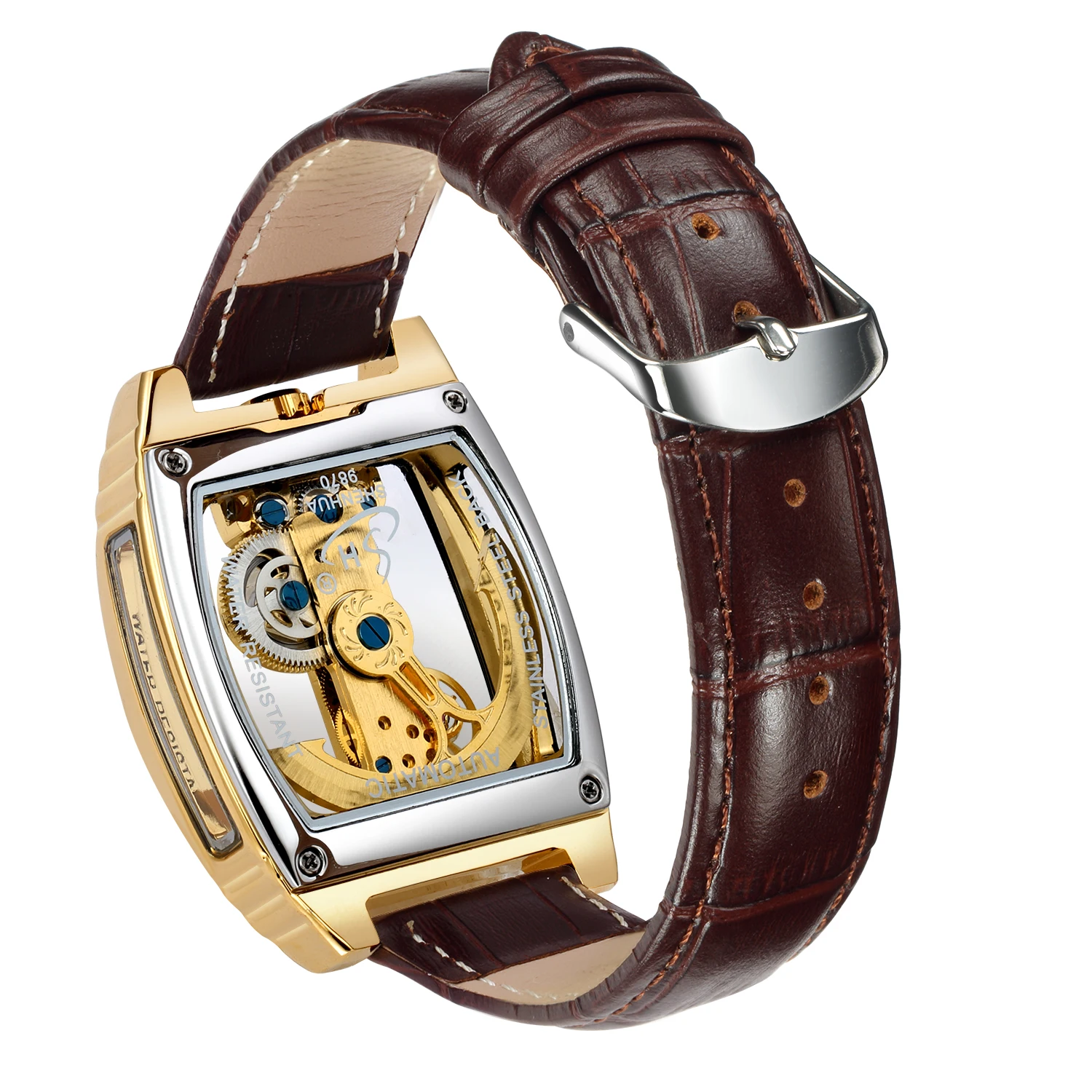 Transparent Automatic Mechanical Watch Men Steampunk Skeleton Luxury Gear Self Winding Leather Mens Clock Watches Montre Homme mechanical watch