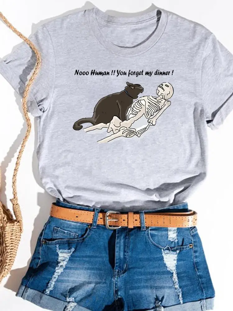 

Футболка женская с коротким рукавом, базовая одежда с принтом смешного кота, модная с графическим принтом, тренд на лето