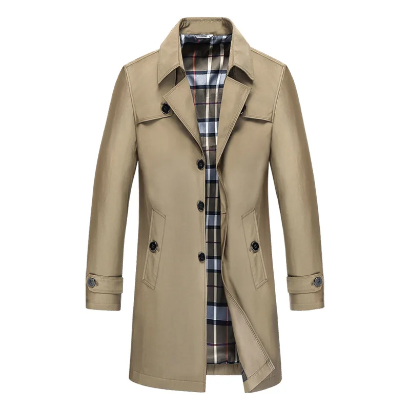 Classic Long Trench Coat Men Windbreaker 10 Colors 8XL Solid Business Casual Coats Men Clothing Plus Size Outerwear A2F8906 trench coat
