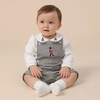 Nuovo Completo Invernale per Neonati Eid: Maglione e Pantaloni Ricamati con Bretelle - Abbigliamento Boutique per Bambini, Compleanno, Stile Spagnolo per Bambini