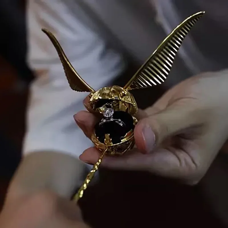 Golden Snitch Diamond Ring Box Proposal Wedding Anniversary Creative High-end Jewelry Storage Boxes Birthday Gift for Girlfriend