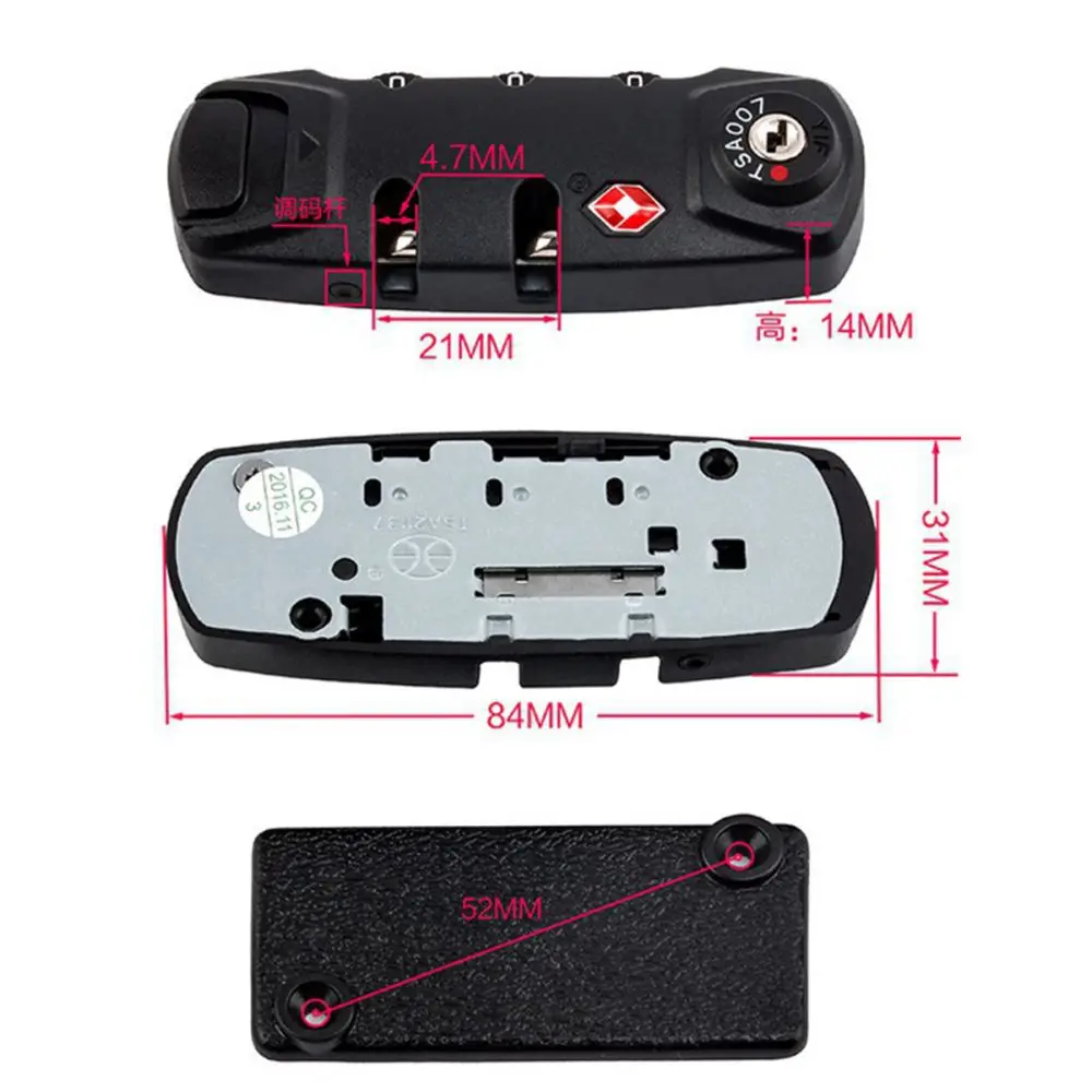 Description Picture 3 of itemSturdy Locker Travel Suitcase Padlock Wire Security Lock TSA 3 Digit Password Lock Suitcase Luggage Coded Lock Travel Bag Lock