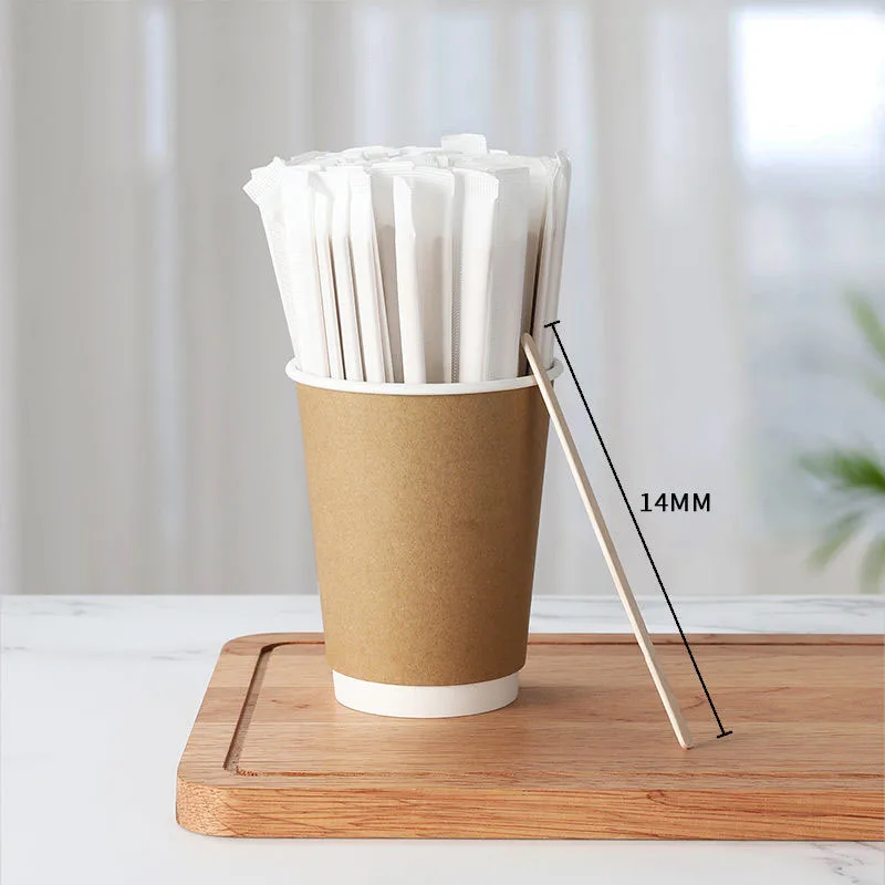 100Pcs Wooden Coffee Stirrers 5.5/7.4Inch Disposable Drink Stirrer Stick  Individually Paper Wrapped Beverage Stir Stick for Milk - AliExpress