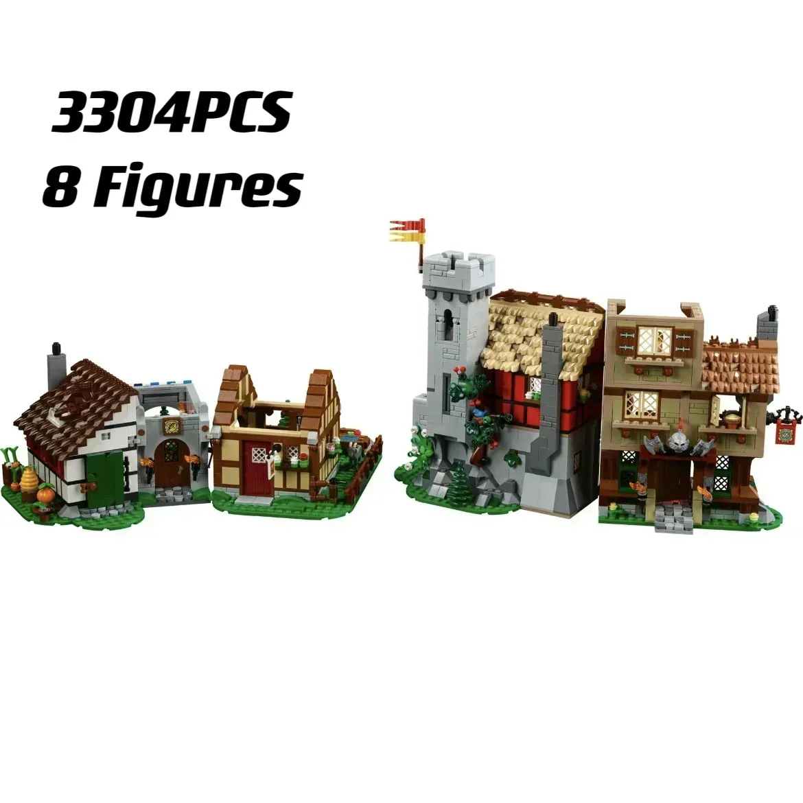 NEW 3304PCS Medieval Town Square  Compatible 10332 Bricks European Architecture Creative Kids Adults Building  PuzzleToys Gifts 2