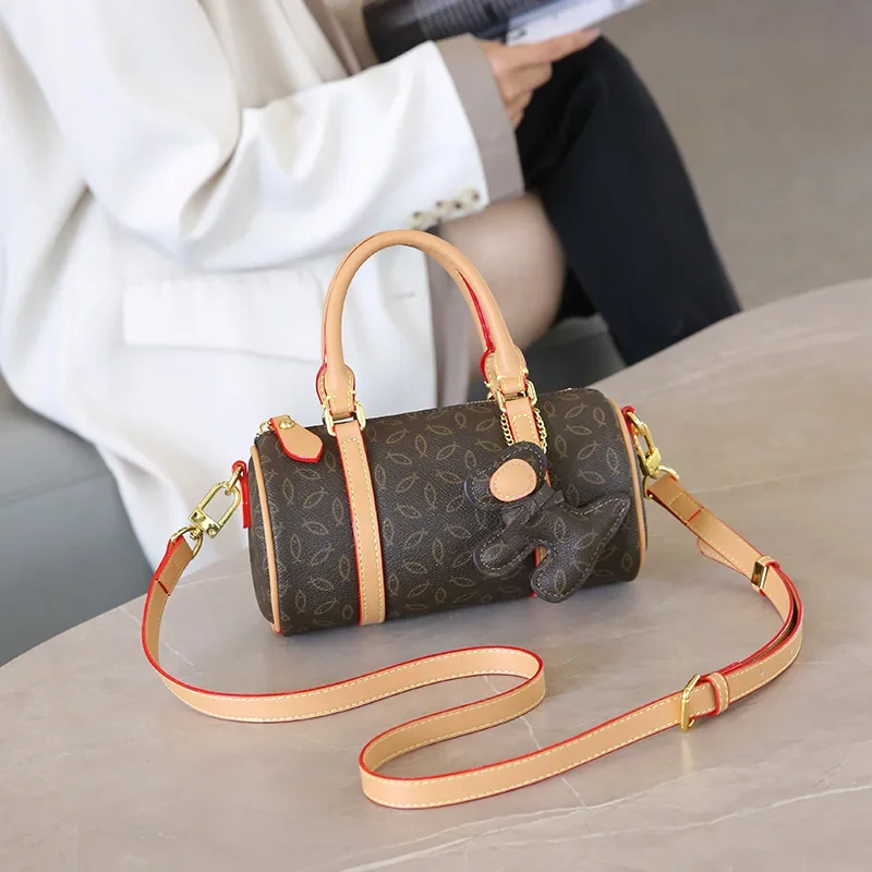 

Luxury Brand Fashion Retro Printed Boston Pillow Bag Trend Niche High Quality Versatile Cylinder Shoulder Portable Women's Bag