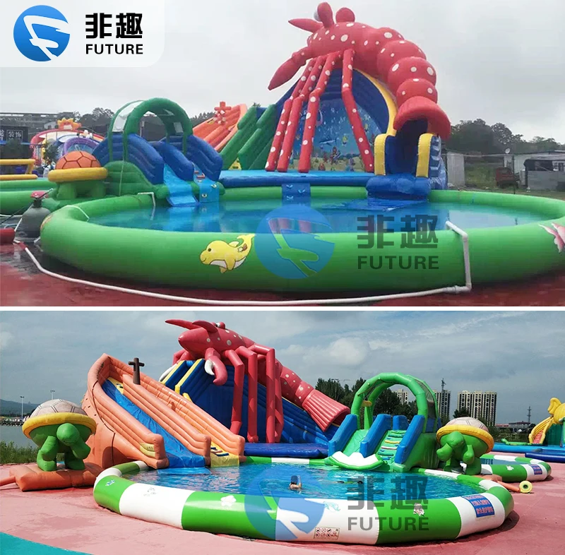 Scivolo Gonfiabile Gigante Dello Scivolo D'Acqua Di Salto All'Aperto Dei Giochi Del Parco Di Divertimenti Per L'Estate Fresca