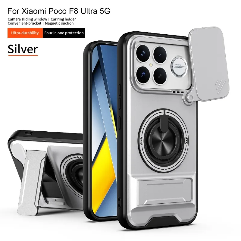 Shockproof Armor Protective Case with Magnetic Ring Holder and Magsafe Compatibility