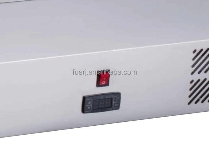 Curved Glass Countertop Display Cooler Direct Cooling Seafood Food Showcase Refrigerator
