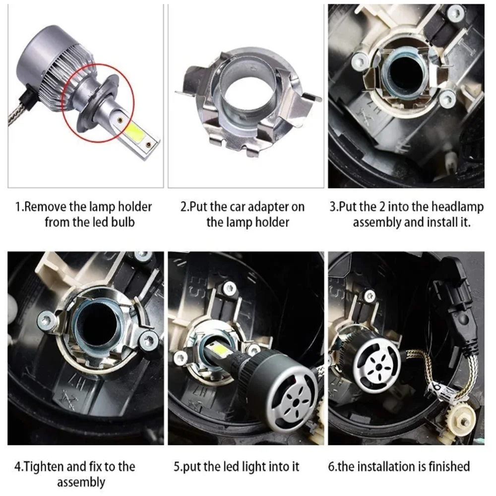 Headlight Holder 2Pcs H7 LED Headlight Bulb Base Holder Adapter Socket Retainer Qashqai Carnival Headlamp deck BMW/Audi/Bens/VW/Buick/Nissan