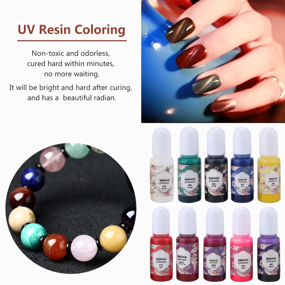 10pcs 10 색 수지 착색제 유성 염료 무미 포뮬러 수지 착색제 무취 포뮬러 무취 안료 DIY 예술 공예