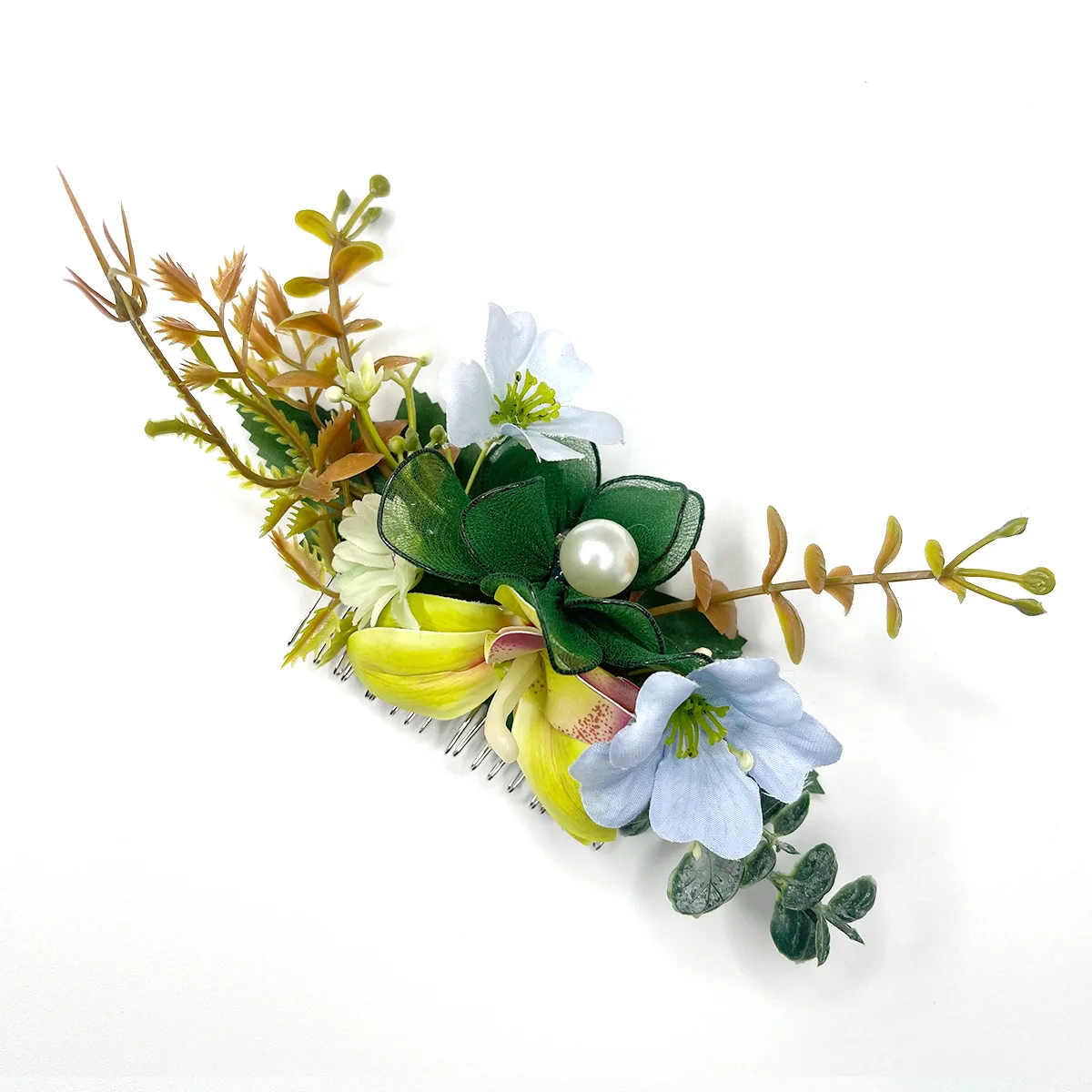 Flower Hair Comb for Bridal Elegant Updo Hair Ornaments Wedding Floral Flower Leaf Comb Brides Accessories Headwear