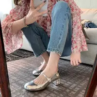 Silver Shoes for Woman 2024 Japanese Style Lolita Round Toe Mary Jane with Medium Heels Women's Summer Footwear Black Gothic A L 2