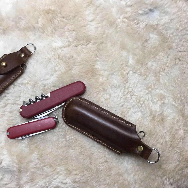 Genuine Leather Scabbard Knife Case Hand-stitched Cover For Classic SD Hiker Forester Army 58mm 84mm 91mm 111mm