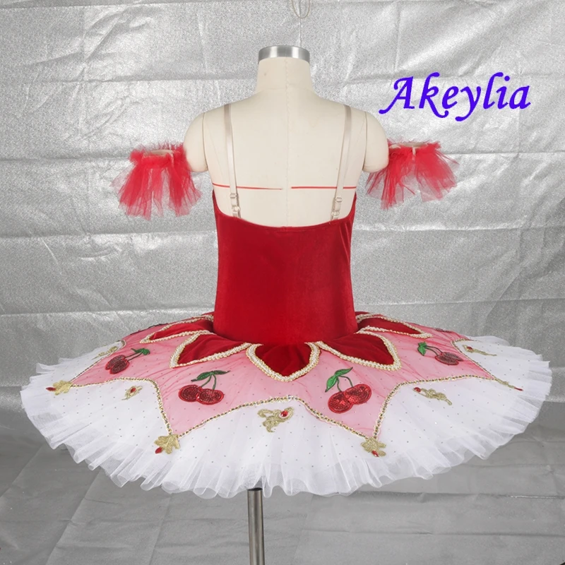 Akeylia red white Cipollino Variation Professional Tutu Stage