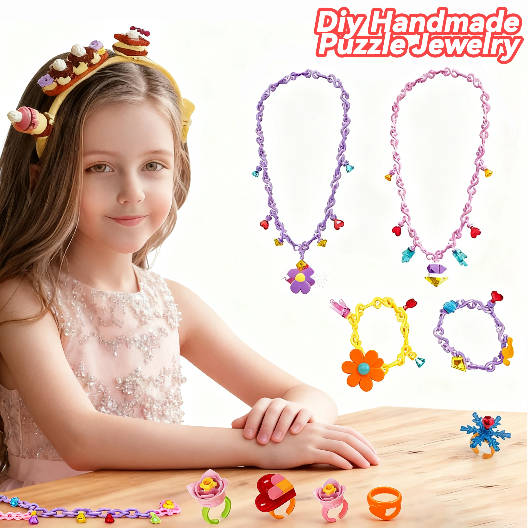 6/23/30Pcs Beaded Diy Handmade Puzzle Wearing Beads Building Blocks Pretend Play Beauty Set for Girls Bracelet Princess Jewelry