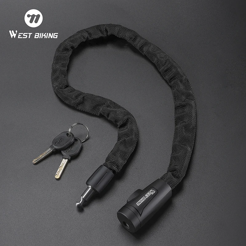 WEST BIKING Bicycle Chain Lock Portable Anti-theft High Security MTB Mountain Bike Lock With 2 Keys For Scooter Electric E-Bike