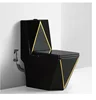 Used for luxury bathroom ceramic bathroom diamond flush toilet, ceramic flush integrated black gold toilet YX206TB 5