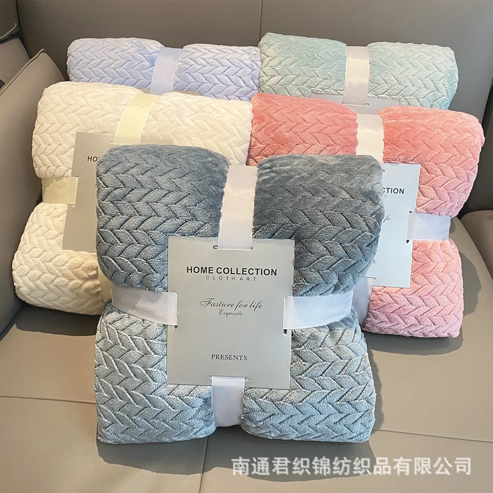

Coral Fleece Blanket Wheat Grain Blanket Air Conditioning Blanket Thickened Nap Blanket Single Double Velvet Bed Sheet Blanket