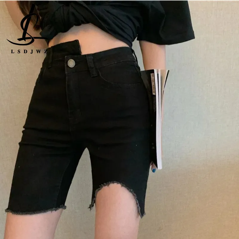 

Women's Jeans Women Pants High Waist Korean Women's Clothes Y2k Streetwear Pants Woman Summer 2023 Fashion Denim Shorts Black