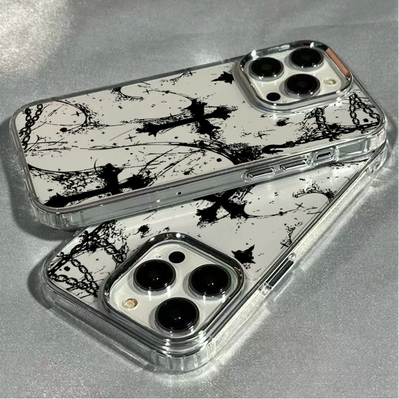 Gothic Cross Design Transparent Phone Case - Dark & Cool Soft Cover