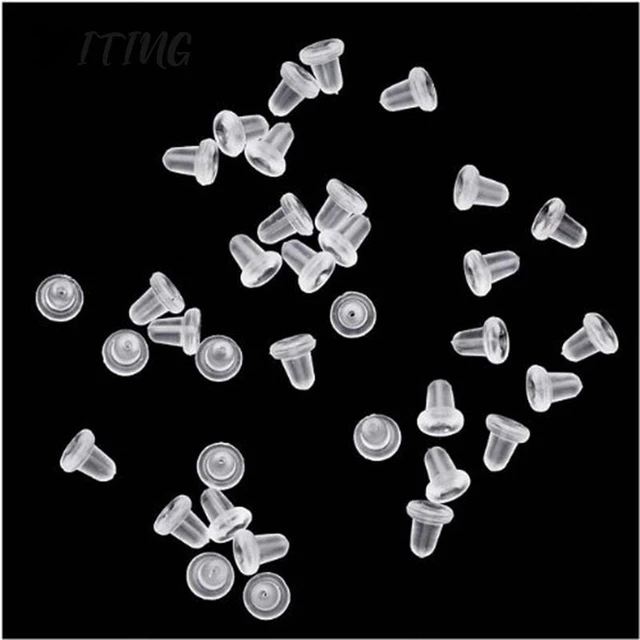 100/300 Pcs Clear Soft Rubber Earring Backs Stoppers Findings Ear Post Nuts