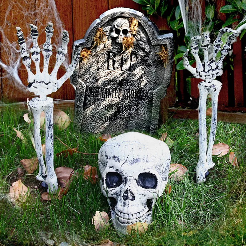 

Halloween Earth Insertion Skull Skeleton Set Ghost Festival Decoration Props Simulated Human Body Plastic Glowing Skull Ornament