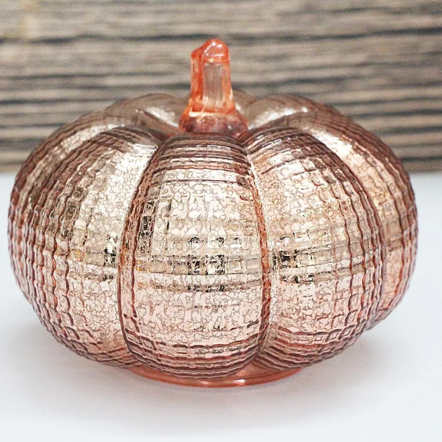 Rustic Decorative BatteryOperated LED Pumpkin Lights with Timer for Halloween and Thanksgiving Events Rosegold GridPatterned De