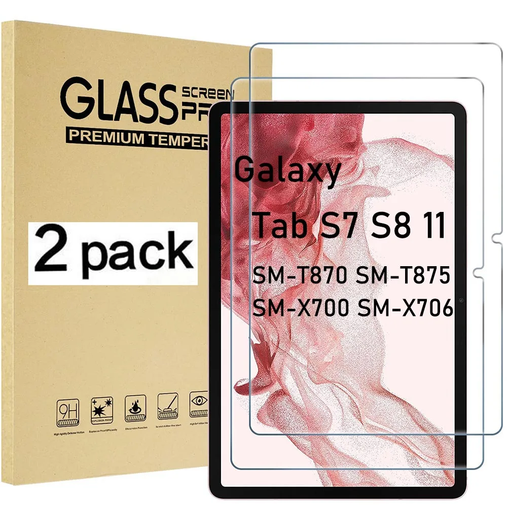 

（2 Packs）Tempered Glass For Samsung Galaxy Tab S7 S8 11 2020 2022 SM-T870 SM-T875 SM-X700 SM-X706 Tablet Screen Protector Film