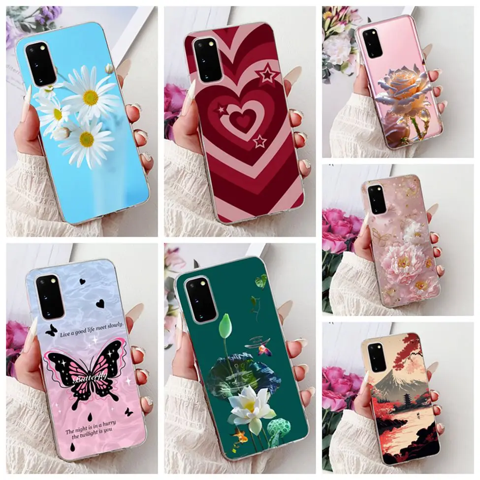 Clear Cute Cat and Fashion Flower Painted Phone Case Cover