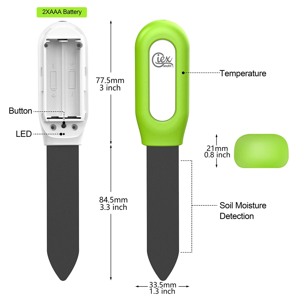 WiFi & Zigbee Capacitive Soil Moisture Sensor, Plant moisture meter Temperature Tester Compatible with TUYA 2
