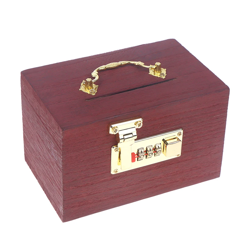 Holzkiste, Passwortsperre, Geldspar-Münzbox, Sparschwein-Organizer mit Schloss, Schatzkiste für Karten, Dollar, Cent, Kindergeschenke – Detail 9