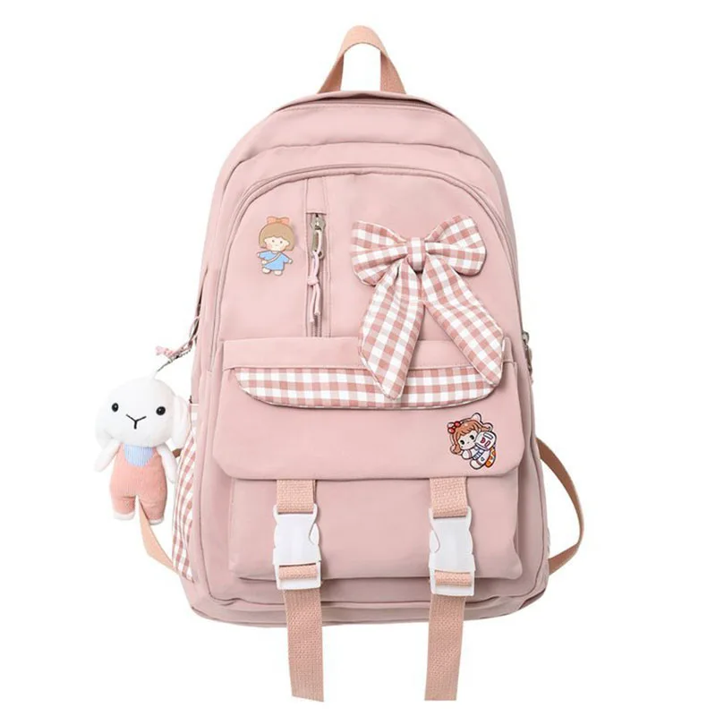 

Cute Bow School Backpacks for Teenager Girls Waterproof Large Capacity Women Casual Travel Bags College Student Laptop Backpack