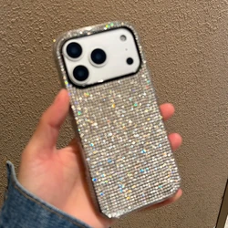 Luxury Bling Glitter Diamond Gradient Phone Case with Rhinestones and Shockproof Bumper Cover - iPhone 15 (Sliver)