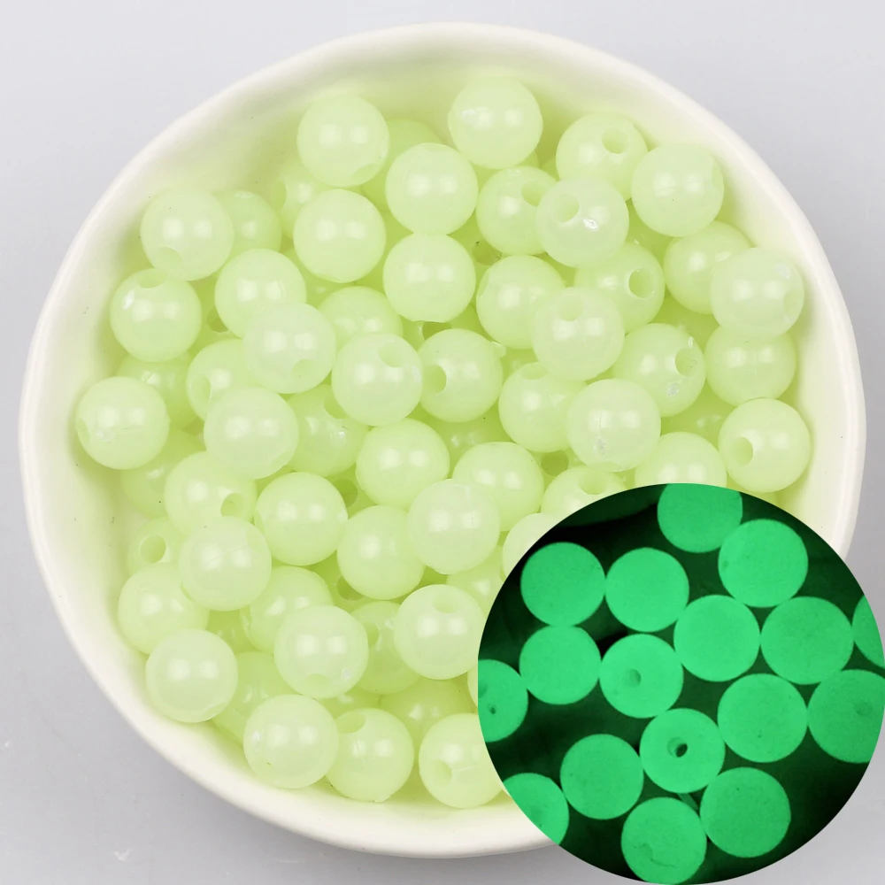Green Luminous Round Acrylic Spacer Beads 500-30pcs 4-12mm For Jewelry Making Glow In The Dark Fishing DIY Bracelet Necklace