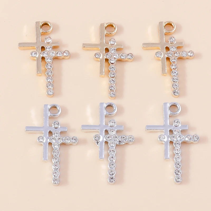 20 Stück niedliche gemischte Kristall-Metall-Kreuz-Anhänger für die Herstellung von Ohrringen, Halsketten, Armbändern, DIY-Bastelarbeiten, Schmuckzubehör – Detail 9