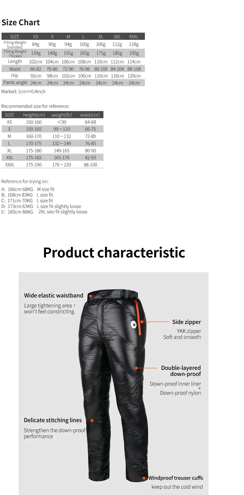 AEGISMAX Herren 800FP Gänsedaunenhose Winter Outdoorhose Thermohose Winddicht Wasserdicht mit Aufbewahrungstasche zum Skifahren – Detail 1