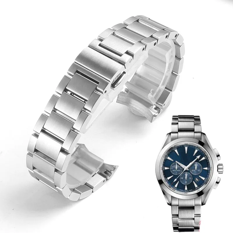

Curved End Watchbands For Omega Hippocampus 150 Strap AT150 Men's 300 Solid Stainless Steel Bracelet Watch Band Chain 20mm