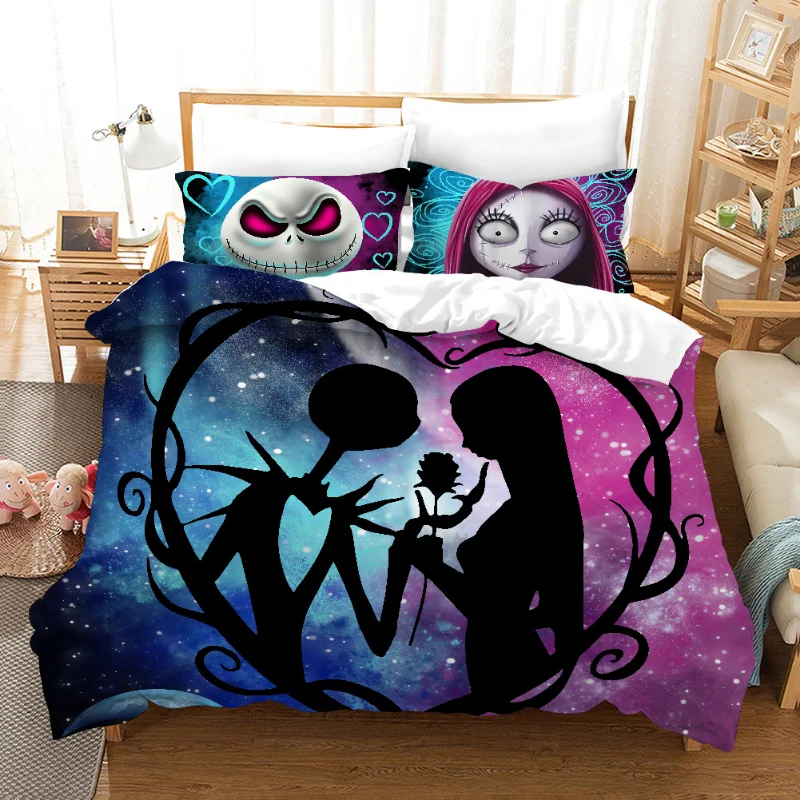 thumbnail image 1 of Juego de ropa de cama de pesadilla antes de Navidad, funda de edredón de Jack Skellington, funda de almohada de Anime, decoración de Halloween, Spead, dormitorio, 1 of 5